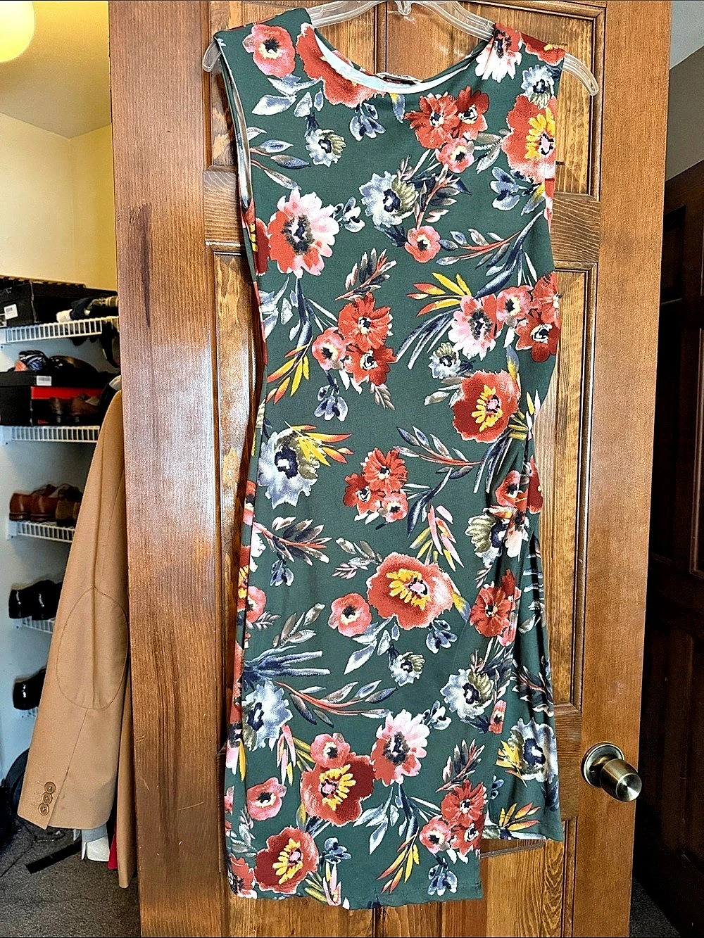 VERSE Floral Midi Dress in Green & Red